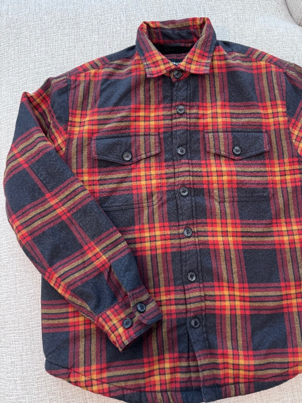 BONOBOS Men’s Long Sleeve Button Front Sherpa-Lined Plaid Shirt Jacket M Slimfit